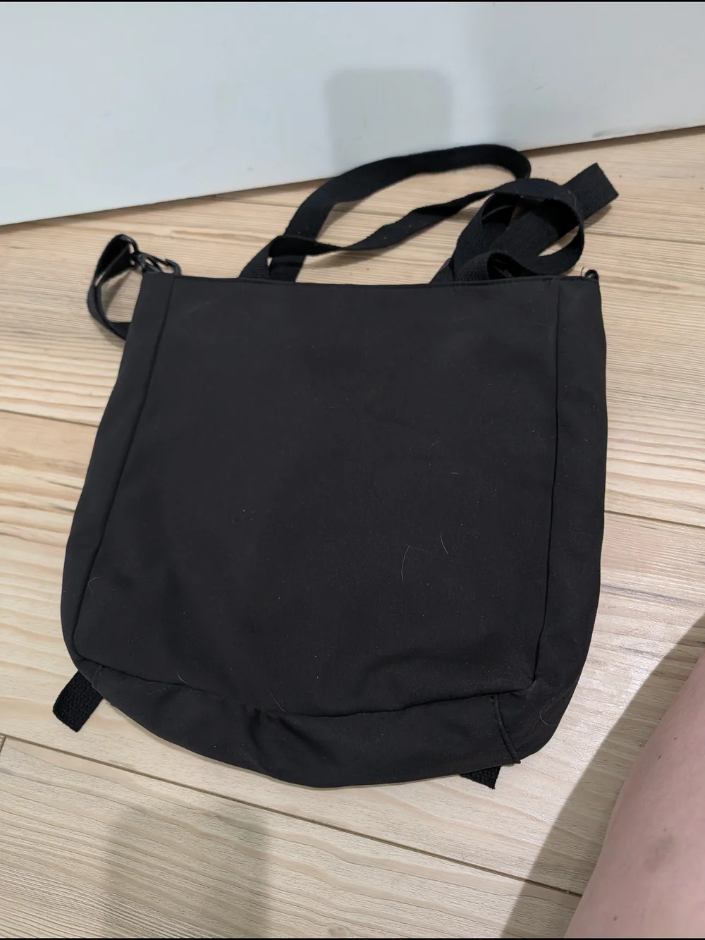 Unbranded Black and Cream Canvas Messenger Bag with Front Pouch